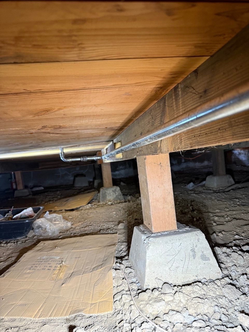 New gas line run through a crawlspace in Cupertino