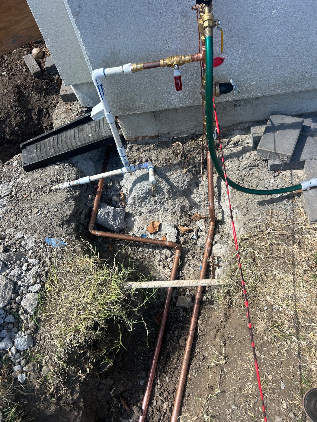New copper main water line with shutoff valve installed in Fremont
