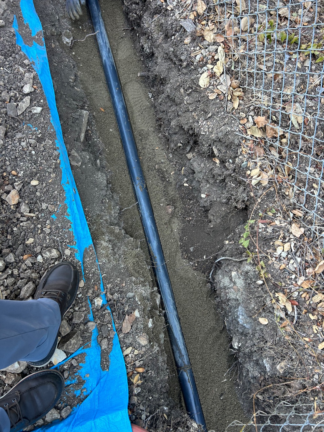 New main water line laid in a trench in Los Altos