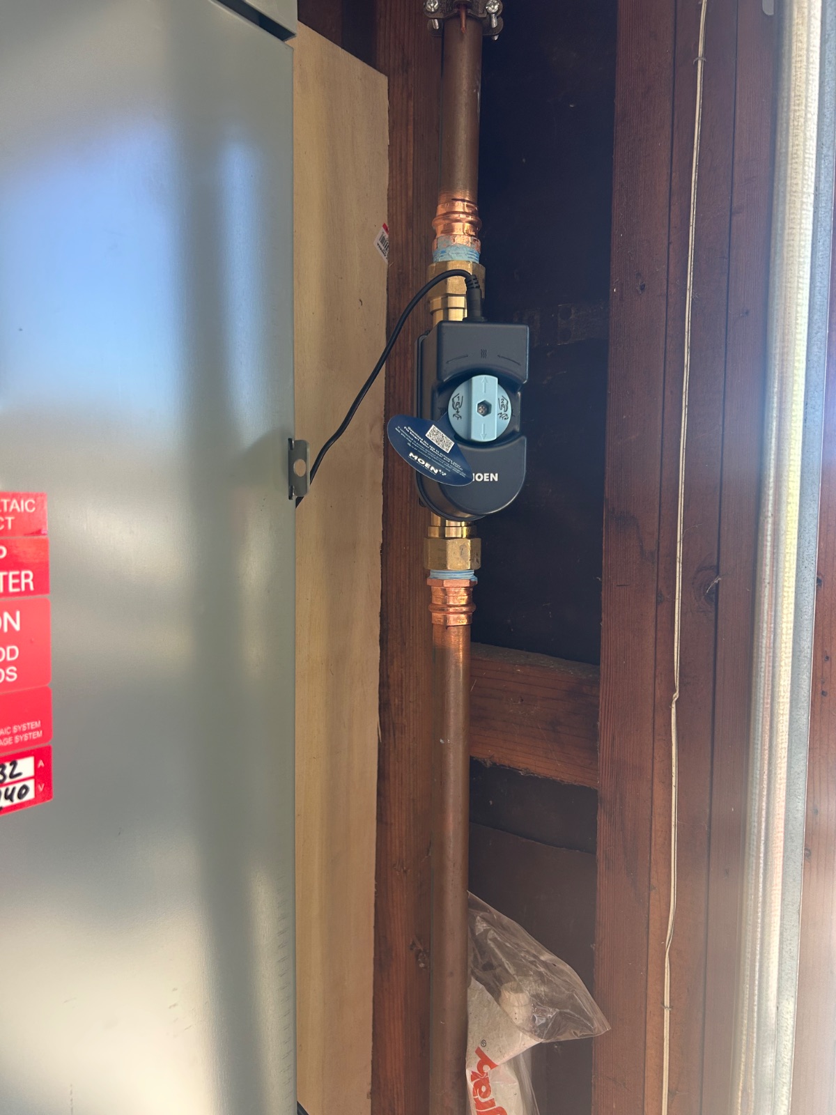 Automatic water shutoff valve installed on the water main